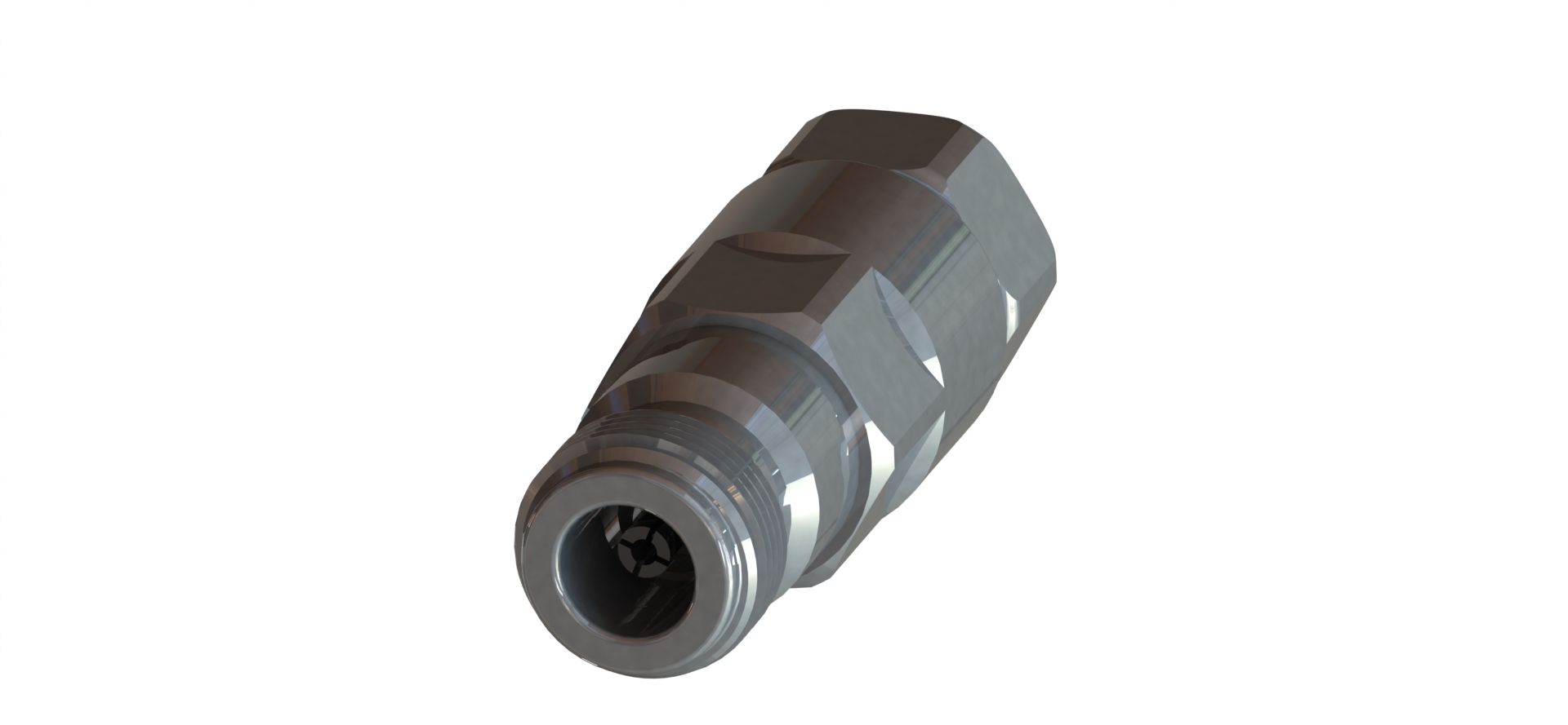Metal connector with thread and hexagonal body