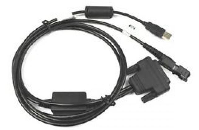 USB to DVI adapter cable with ferrite core and USB plug.
