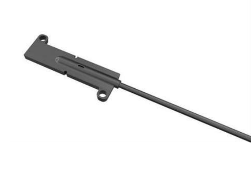 Capteur linéaire avec boîtier rectangulaire et deux trous de montage.