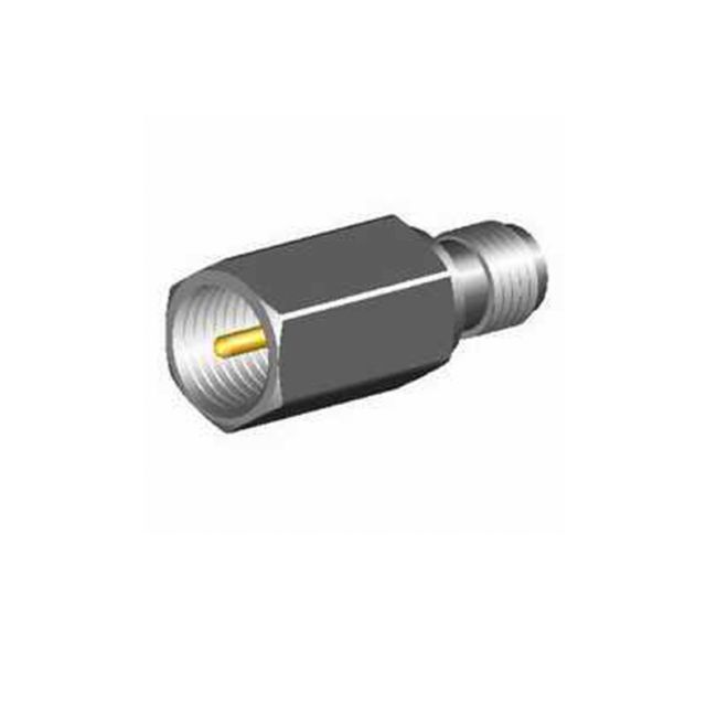 Metalen adapter met binnen- en buitendraad, cilindrisch.