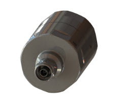 Metallic cylindrical component with central hole, shiny surface
