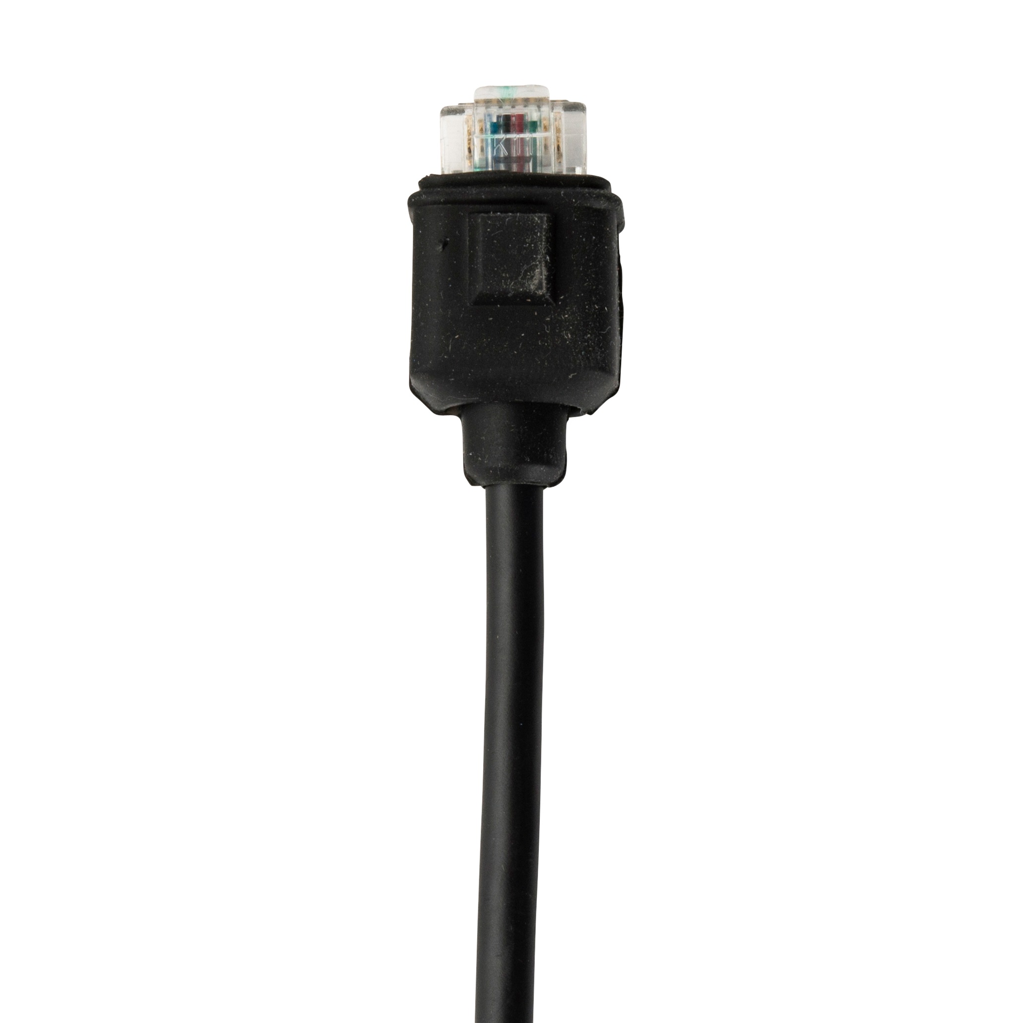 Black Ethernet cable with RJ45 connector