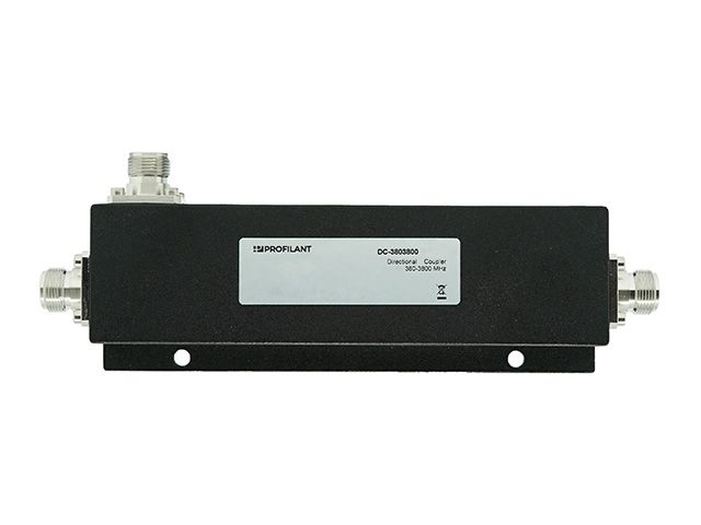 Elektronisch onderdeel met aansluitpoorten, zwart, rechthoekig.