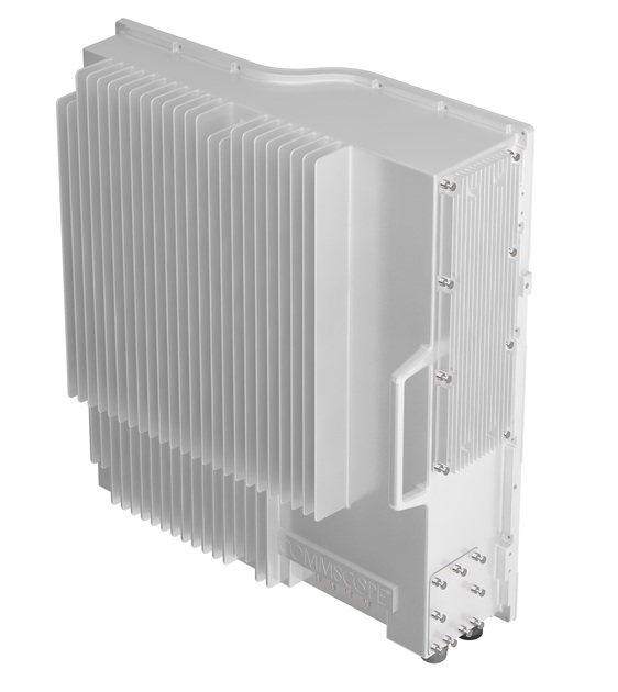 Metal enclosure with vertical ventilation fins for electronic devices.