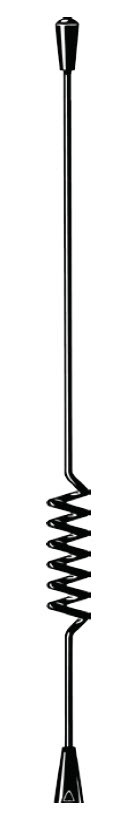 7000-00560200_pro_01.jpg Zwarte metalen antenne met gedraaid middendeel en kegelvormige uiteinden.