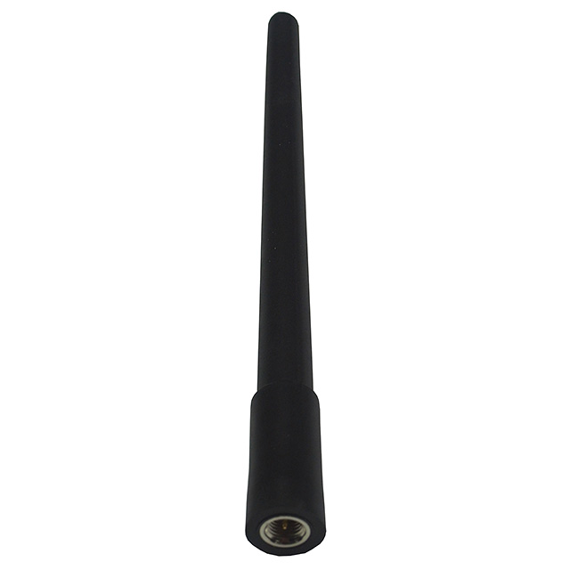 Zwarte staafantenne met sokkelaansluiting onderaan.