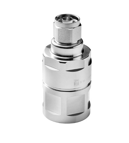 Metalen connector met geribbelde oppervlakte.