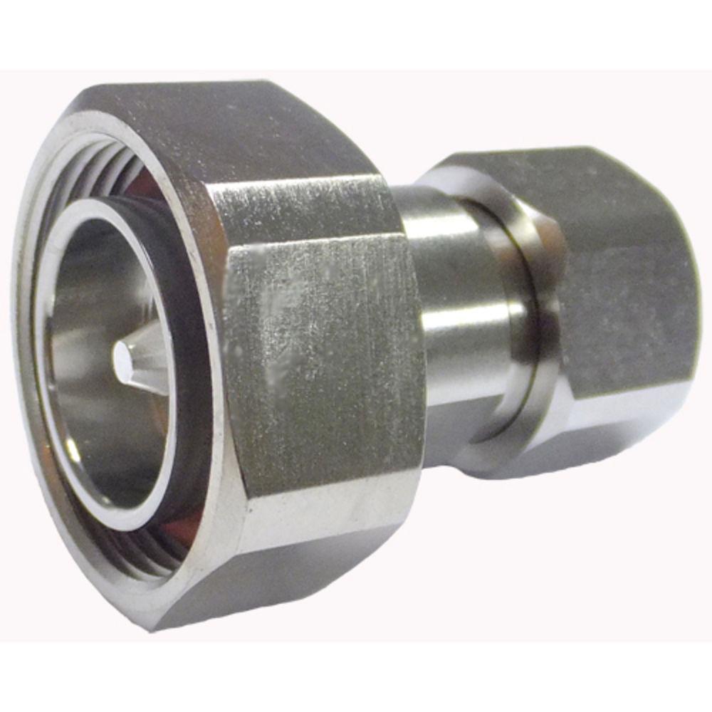 Adaptateur en métal avec écrou hexagonal, extrémité de connexion cylindrique.
