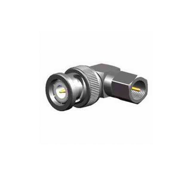 Metal connector with angle adapter for cable connection.