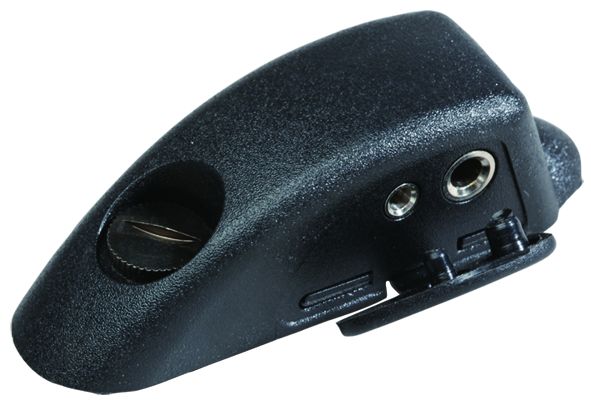 Couvercle de batterie e-bike noir avec interrupteur et deux connecteurs.