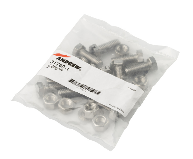 7000-00751713_com_02.jpg Zak met schroeven en moeren, label van Andrew, product uit China