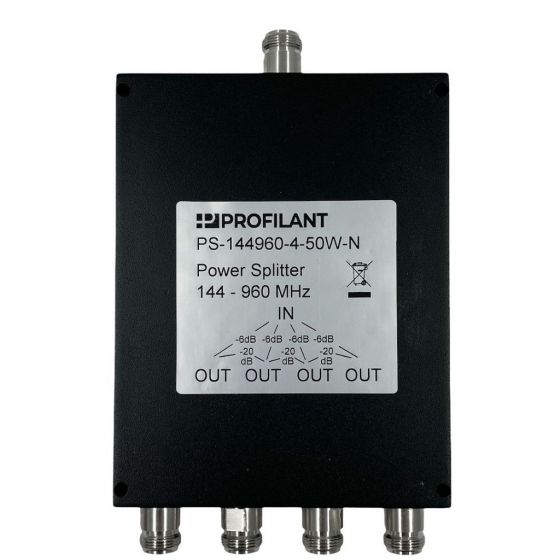 7000_00754314_PRT_02.jpg Vermogenssplitser 144-960 MHz met vier uitgangen.