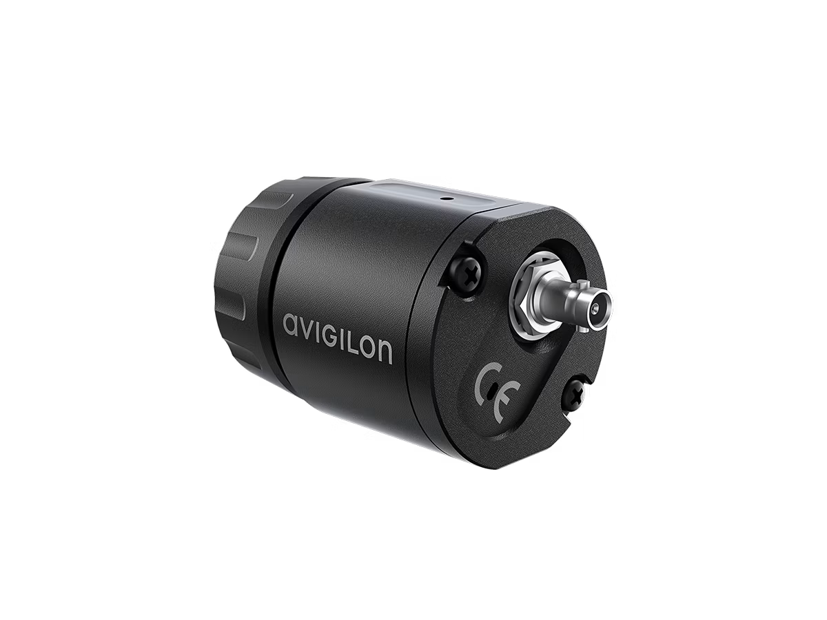 Black cylindrical sensor with CE marking and connector.