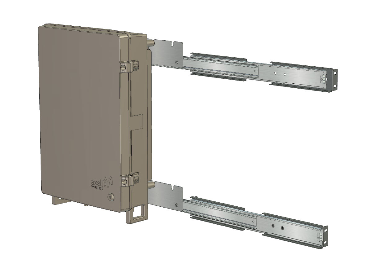Metalen doos met uitschuifbare rail.
