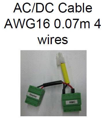 Câble AC/DC AWG16, 0,07m, 4 fils avec connecteurs verts.
