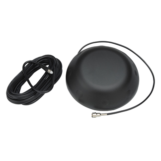 Ronde zwarte antenne met lange kabel en aansluitstekker