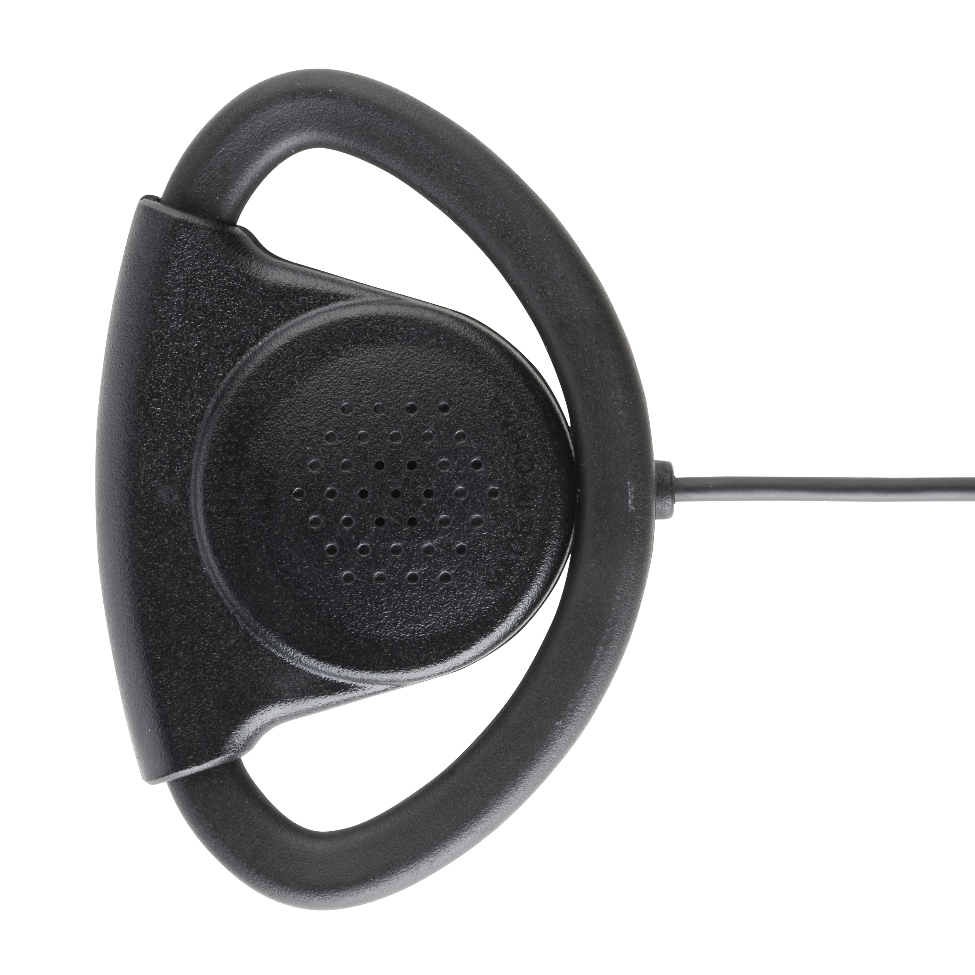 Écouteur noir avec un fil.