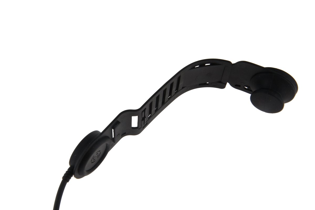 Zwarte Bluetooth-hoofdtelefoon met flexibele band en ronde oorkussens.
