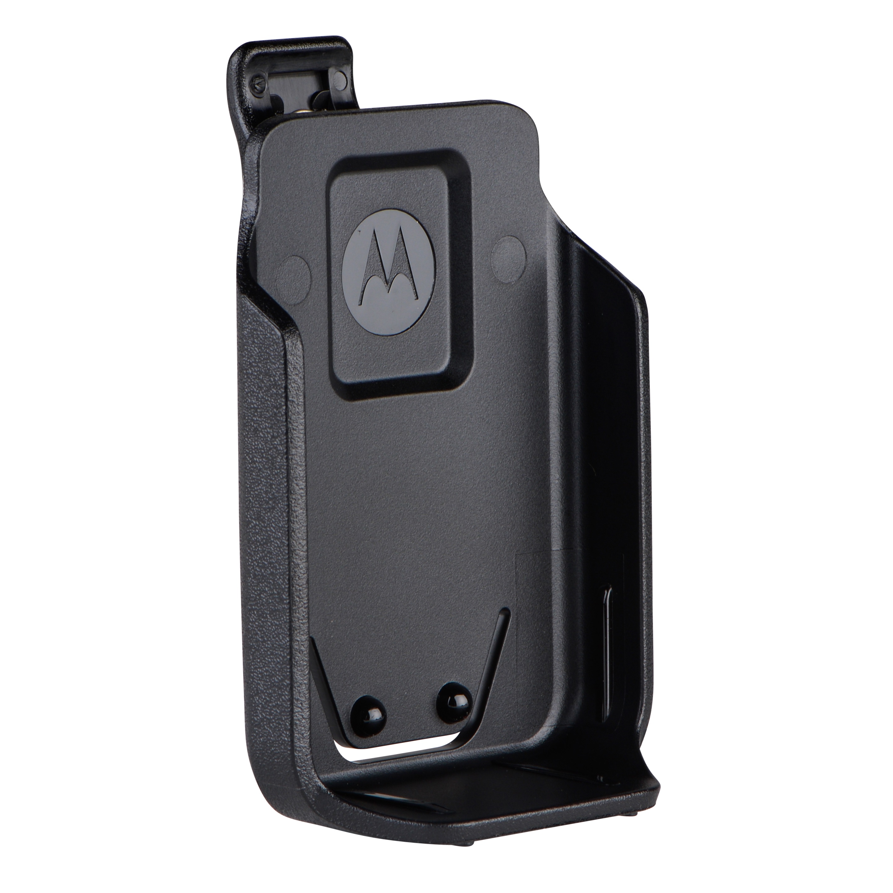 Support noir avec logo emblème au centre, forme rectangulaire.