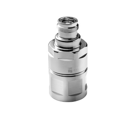 Metal coupling for pneumatic systems, cylindrical shape.