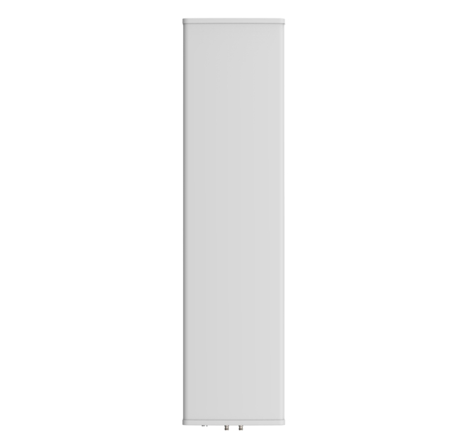 Witte, rechthoekige radiator met glad oppervlak.