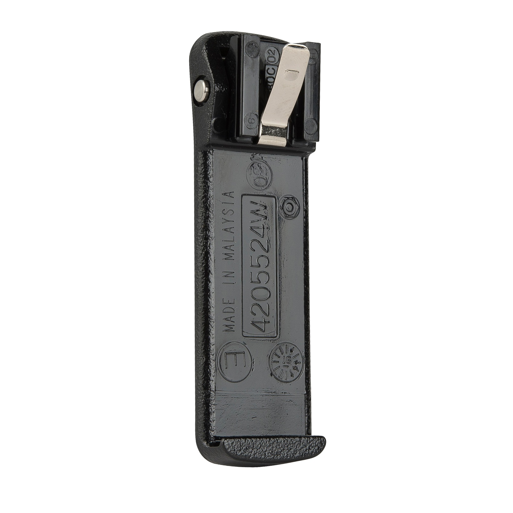 Levier en métal avec chiffres et inscription 'Made in Malaysia'.