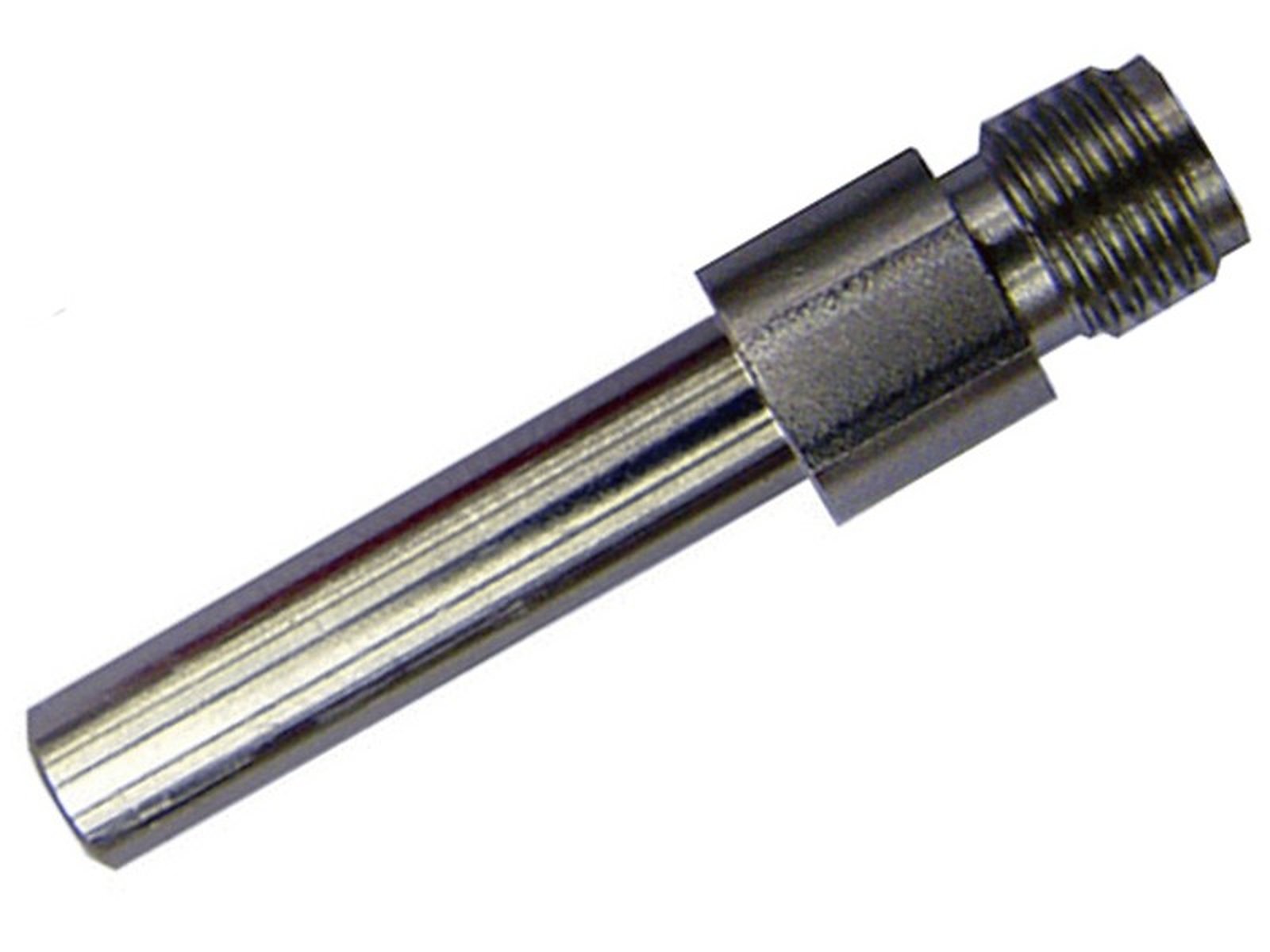 Metal adapter with a threaded end.