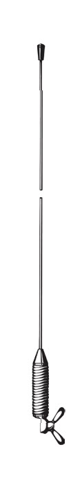 Radio-antenne met veervoet en magnetische bevestiging.