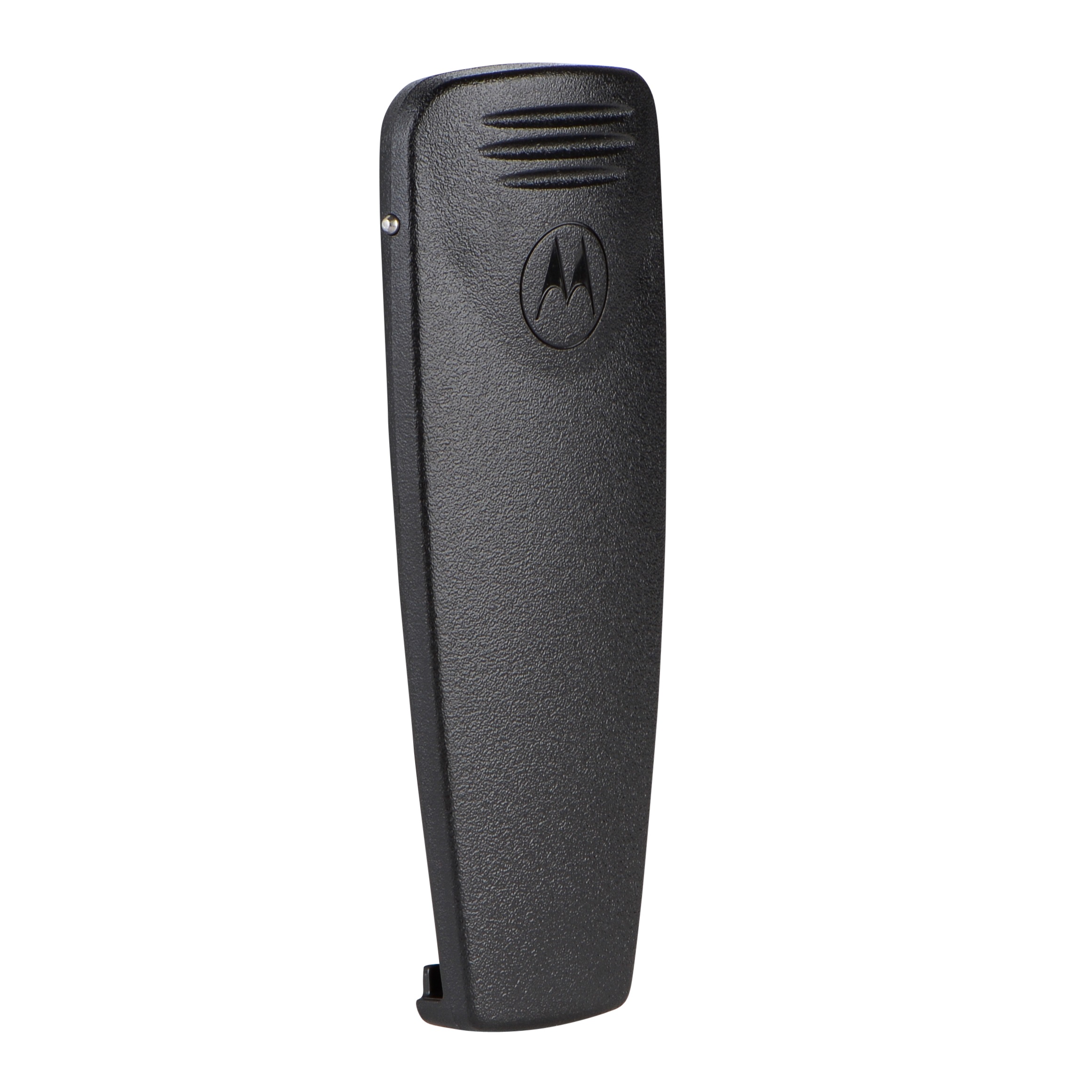 Clip radio noir avec logo gravé.