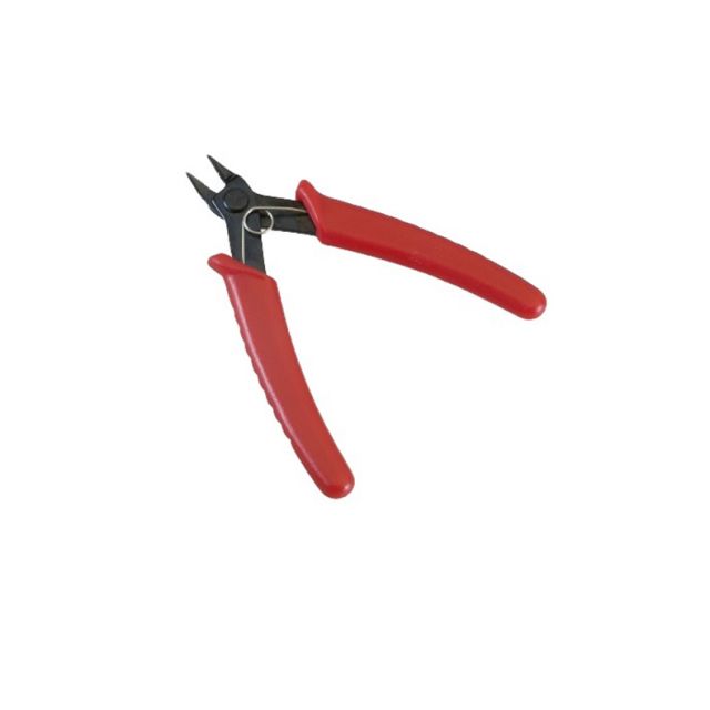 Wire cutter with red handles on white background