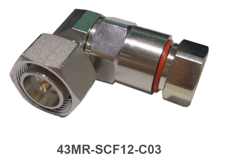 Metalen L-vormige schroefdraadconnector met rode afdichtring.