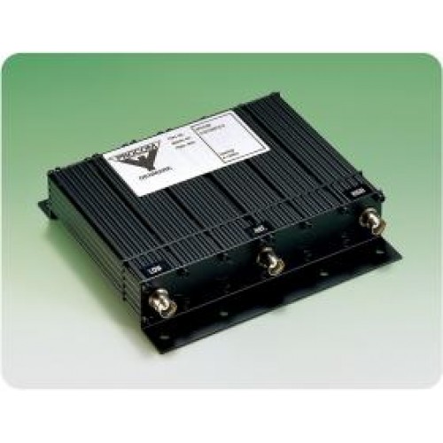 Electronic device with three connectors on green background.