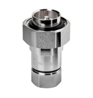 Metal fitting with hexagonal connection used in piping systems.