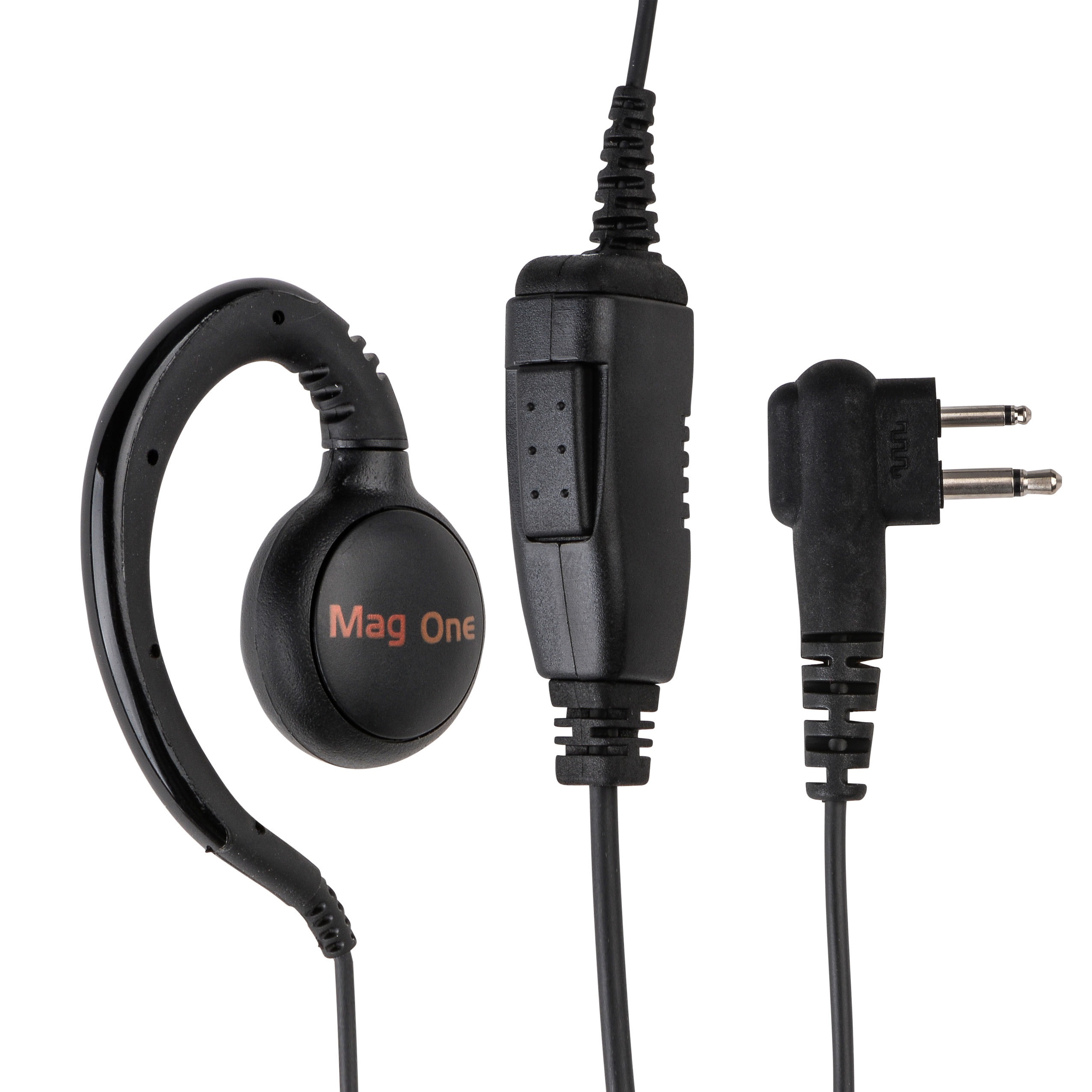 Black-gray earpiece with cord and plug.