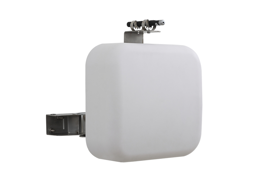 Vierkante witte antenne met metalen beugel