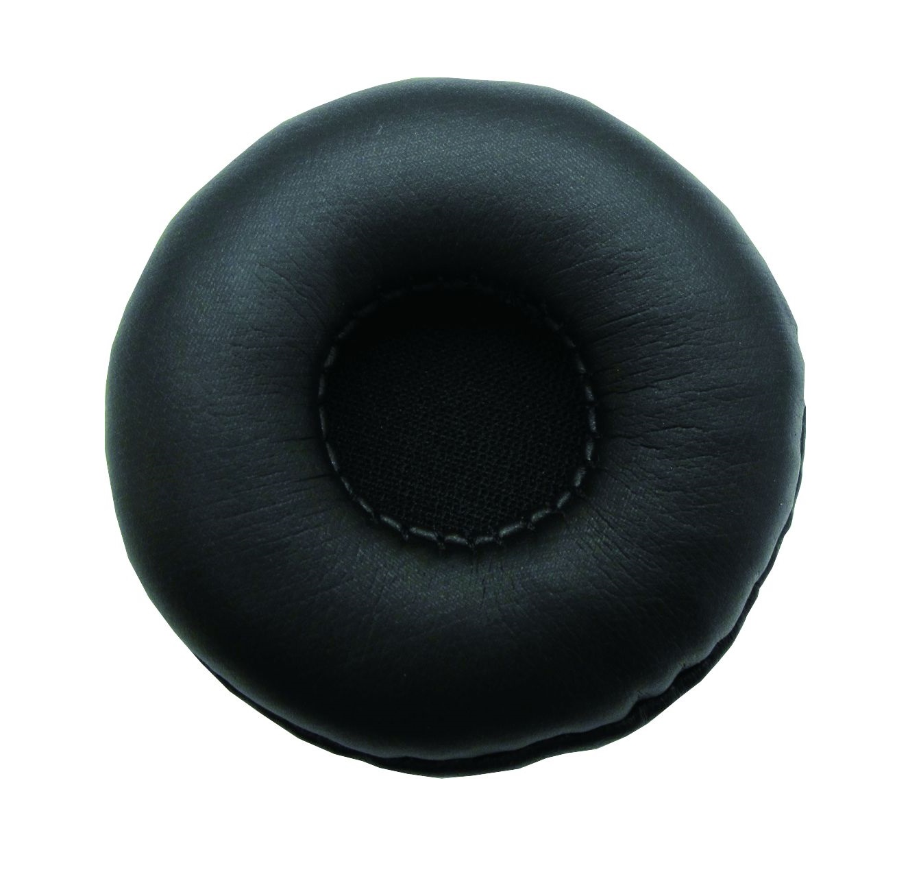 Coussin d'oreille noir pour casque, rond et doux.