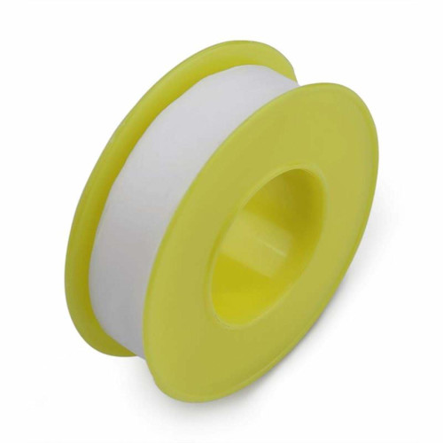 Bobine jaune avec ruban d'étanchéité blanc.