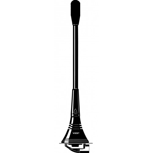 Ventouse de WC noire avec long manche en profil.