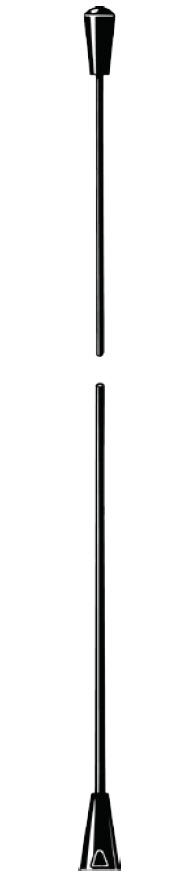 Deux bâtons ou dispositifs noirs, montrés séparément.