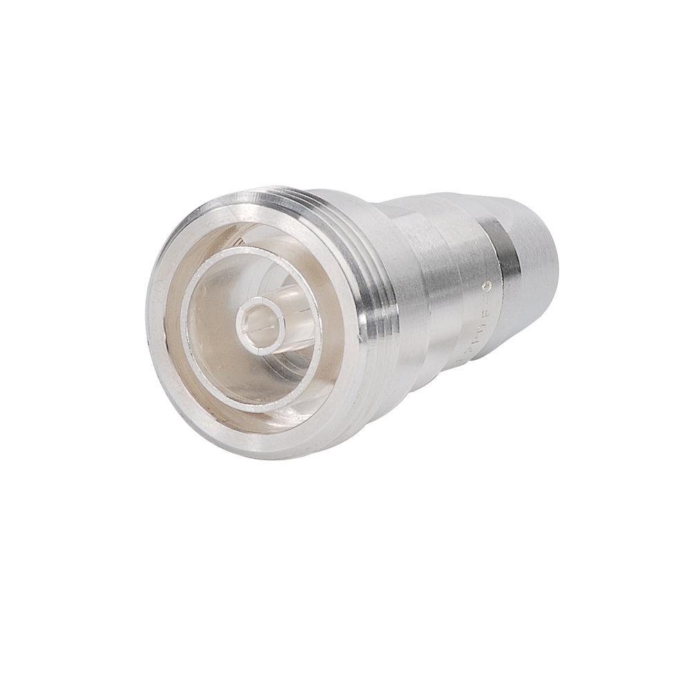 Partie de connecteur haute fréquence métallique, forme cylindrique.