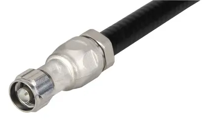 Coaxial cable with silver connector and black insulation