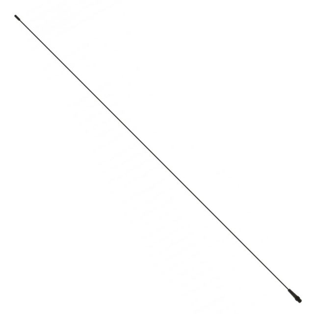 Long metal antenna with black connector.