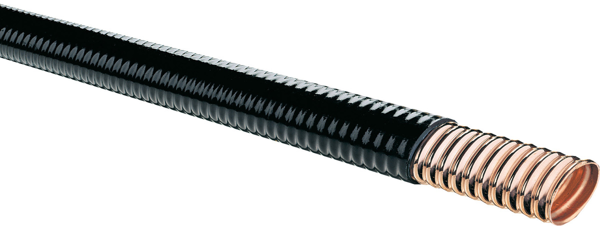 7000-00753618_com_01.jpg Flexibele slang met zwarte ribbels en koperen uiteinde