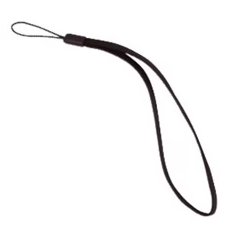 Dragonne noire pour appareils photo ou électroniques.