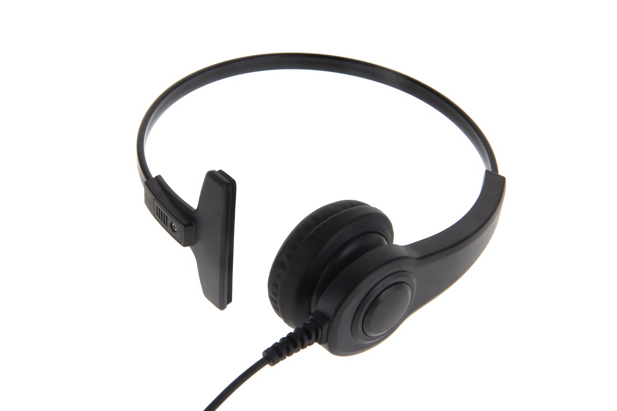 Zwart enkelzijdig headset met microfoon.