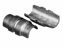 Twee metalen buisdelen, één intact, één gebroken.