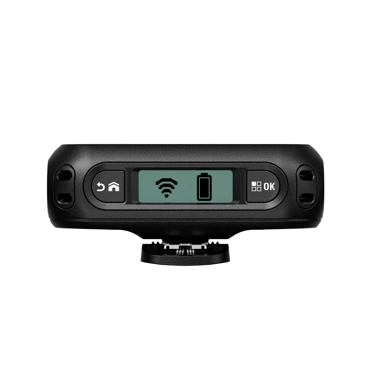 Black control panel with Wi-Fi and battery status icons