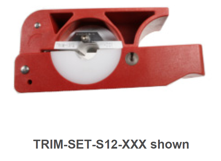 Red cutting tool with a round cutting mechanism.