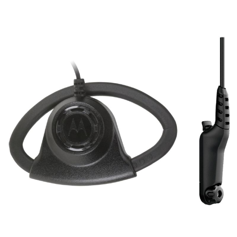 Zwarte oortelefoon en microfoon set met kabel.