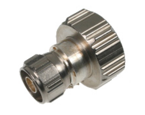 Metalen adapter met geribbelde randen en schroefverbinding